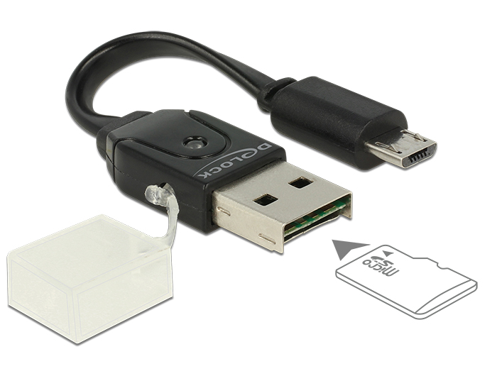 Delock Kabel Micro USB OTG Stecker > USB A Stecker inkl. Micro SD Card Reader