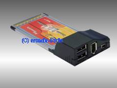 Adapter PCMCIA CardBus Combo: 2 x Firewire und 2 x USB